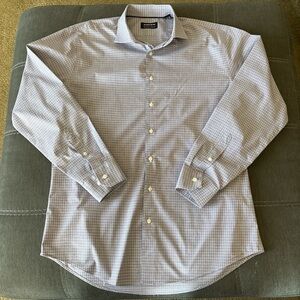 Nordstrom Men's Light Blue pink white Checkered Dress Shirt. 16.5 ( 34-35)